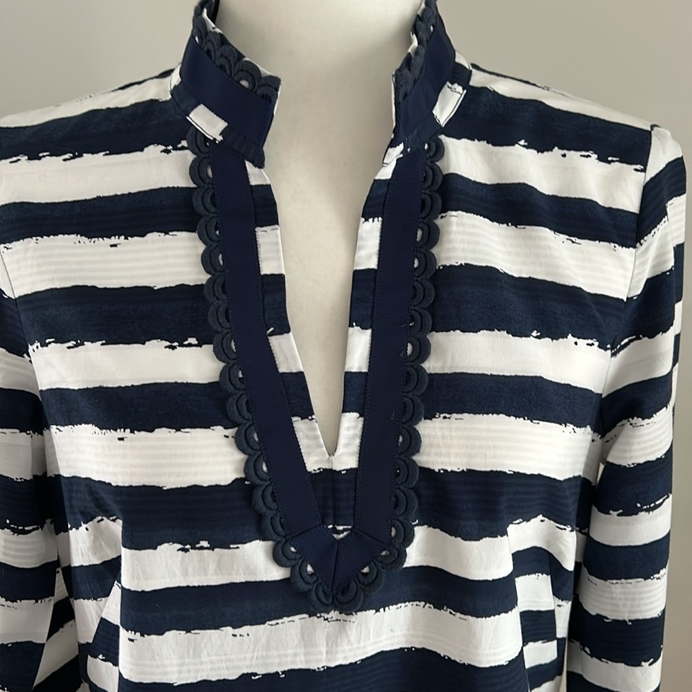 Vineyard Vines Blue/White Cotton/Silk Tunic sz M - Picture 2 of 7